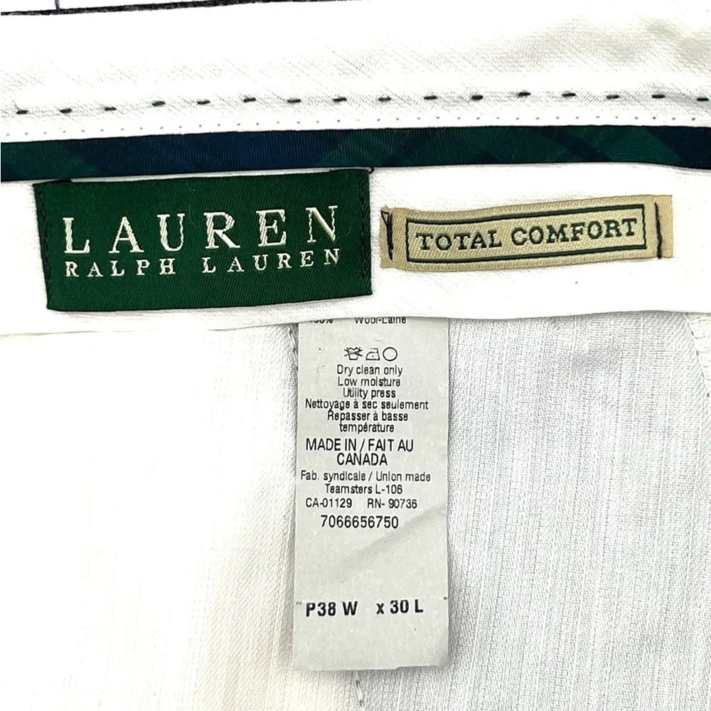 Lauren Ralph Lauren 2 Piece Wool Suit 42R Gray Pinstripe Blazer Pants 38W 30L